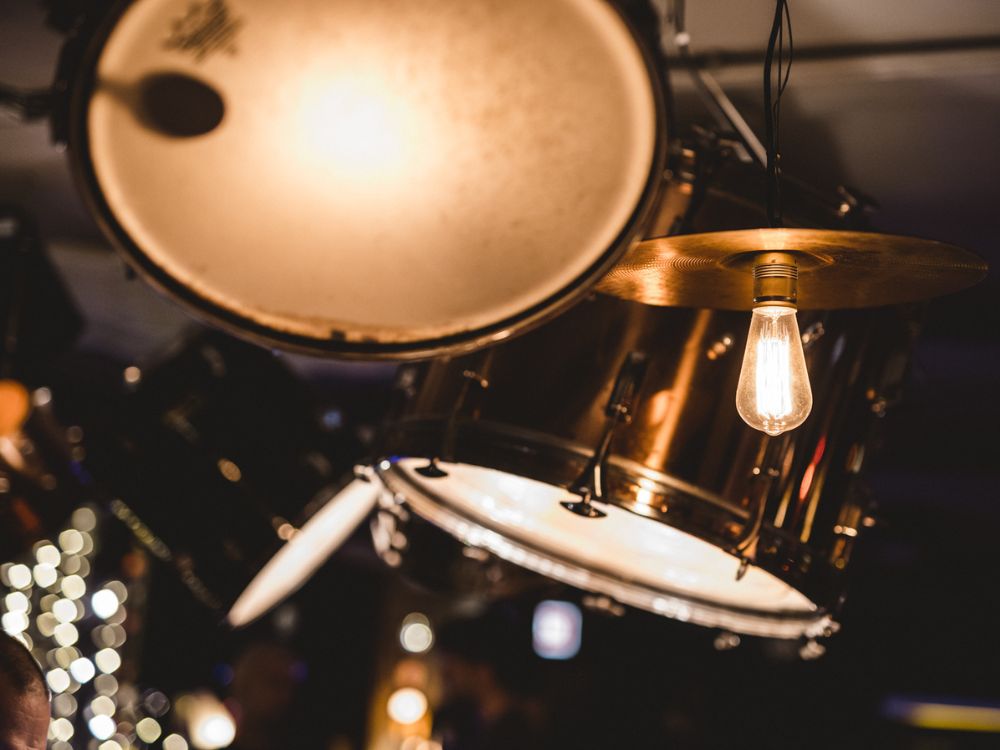 Closeup of a drum set